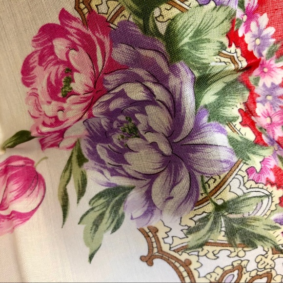 BALENCIAGA Floral Print Silk Color Block Scarf - Picture 7 of 12